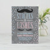 Staches or Lashes gender reveal invitation ideas (Standing Front)