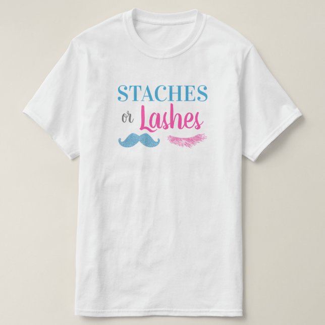 Staches or Lashes Gender Reveal Men's T-Shirt (Design Front)