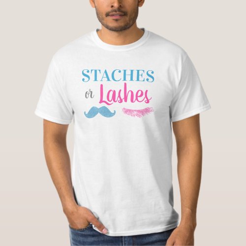 Staches or Lashes Gender Reveal Mens T_Shirt