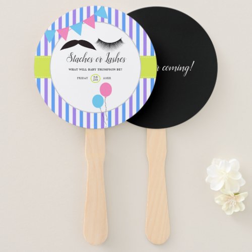 Staches or Lashes Gender Reveal Party Hand Fan