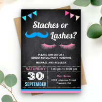 Staches or Lashes Gender Reveal Party Invitation