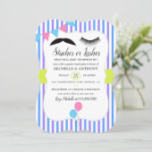Staches or Lashes Gender Reveal Party Invitation (Standing Front)