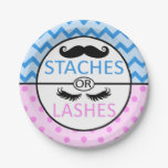 Staches or Lashes gender reveal party paper plates
