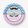 Staches or Lashes gender reveal party paper plates