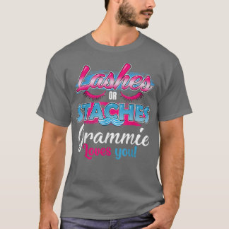 Staches or Lashes Grammie Loves You Best Gender Re T-Shirt