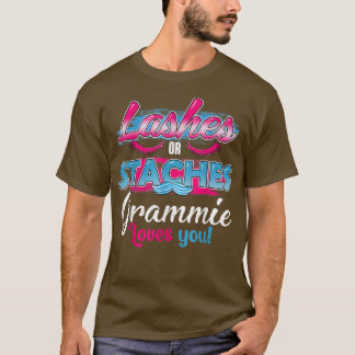 Staches or Lashes Grammie Loves You Best Gender Re T-Shirt