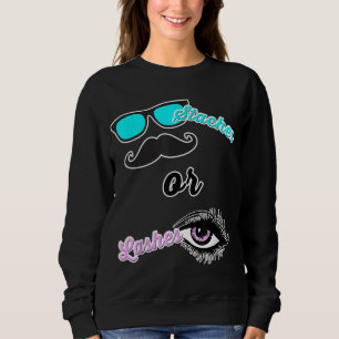 Staches or Lashes Mom Dad Gender Reveal Baby Showe Sweatshirt