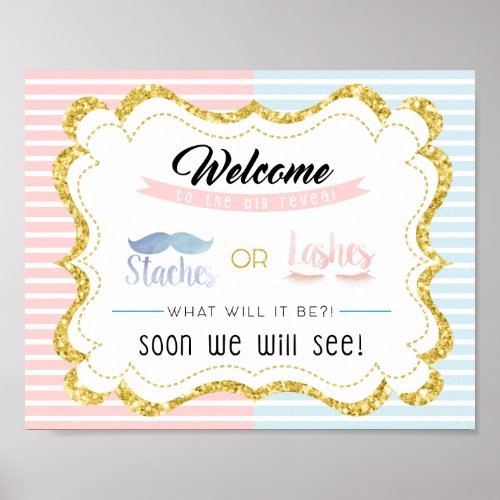 Staches or Lashes Welcome Sign Gender Reveal Party