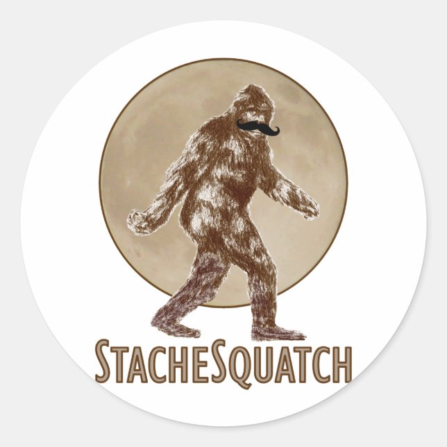 STACHESQUATCH I Mustache if you've Seen My Squatch Classic Round Sticker (Front)