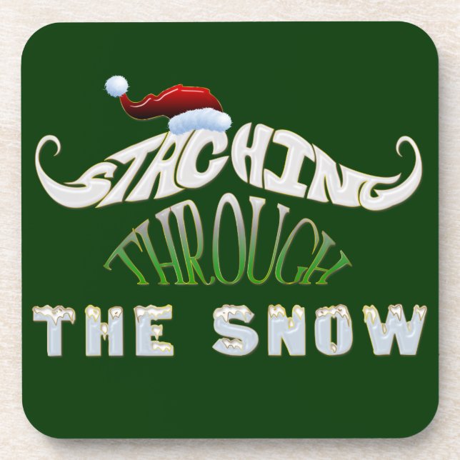 Staching Through the Snow Beverage Coaster (Front)