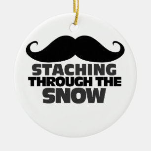 Staching through the Snow Ceramic Ornament