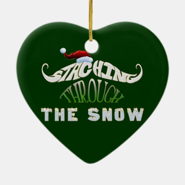 Staching Through the Snow Ceramic Ornament (Back)