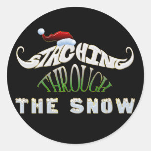 Staching Through the Snow Classic Round Sticker