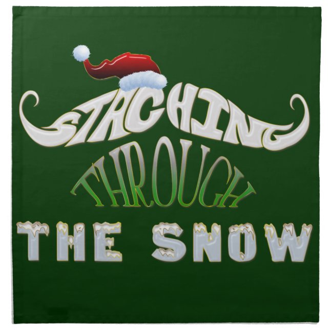 Staching Through the Snow Cloth Napkin (Front)