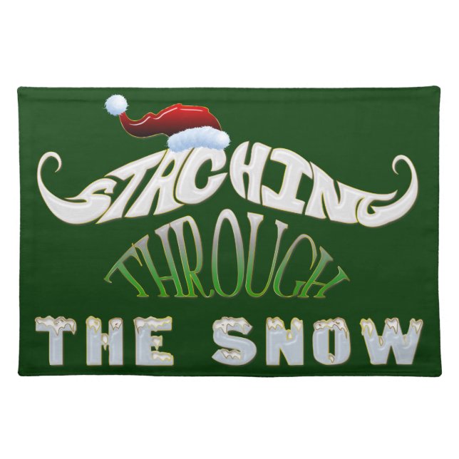 Staching Through the Snow Cloth Placemat (Front)