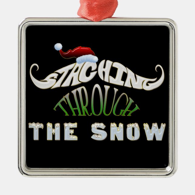Staching Through the Snow Metal Ornament (Front)