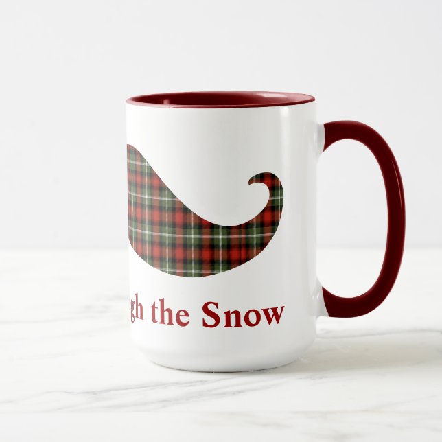 Staching Through the Snow Plaid Christmas Mustache Mug (Right)