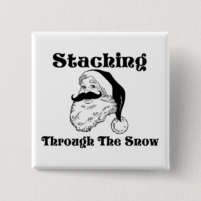 Staching Through The Snow Santa Button (Front)