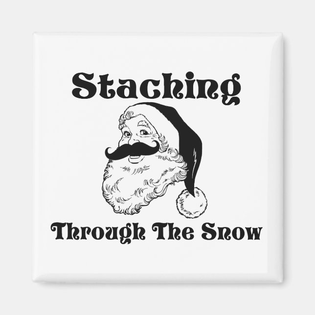 Staching Through The Snow Santa Magnet (Front)