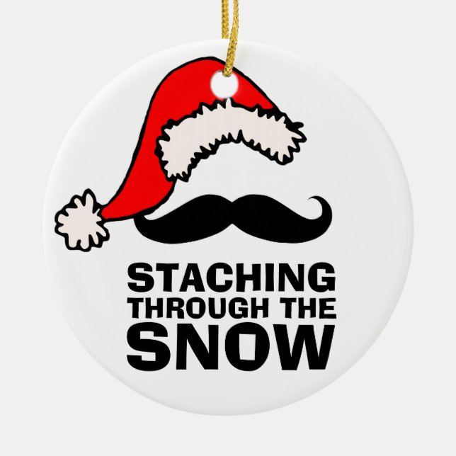 Staching Through The Snow Santa Mustache Ornament (Front)