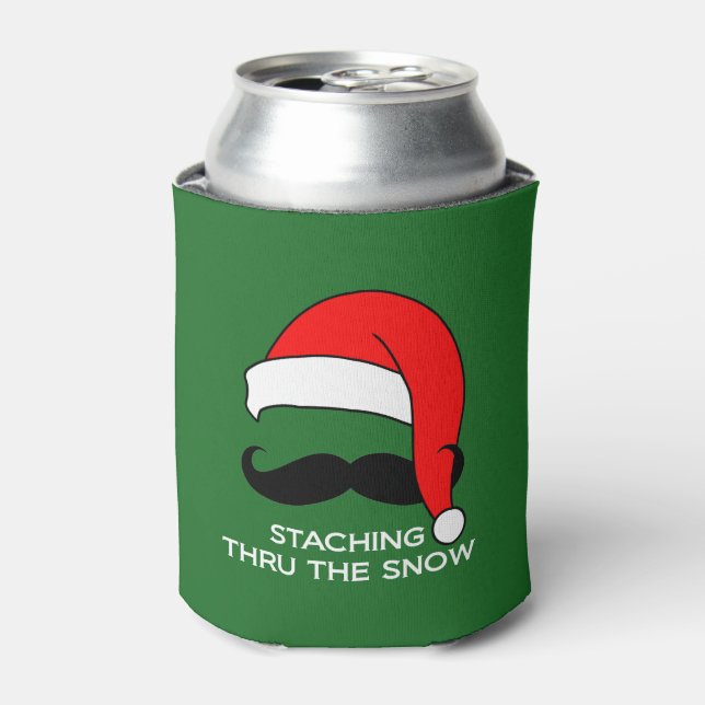 Staching Thru the Snow funny Christmas Can Cooler (Can Front)