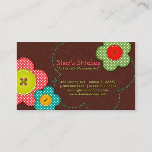 Customizable Staci's Stitches Seamstress Fashion Business Card