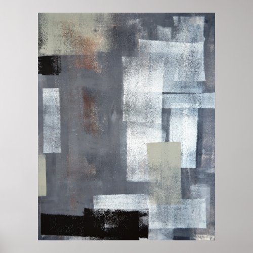 Stack it Up Gray and Green Abstract Art Poster