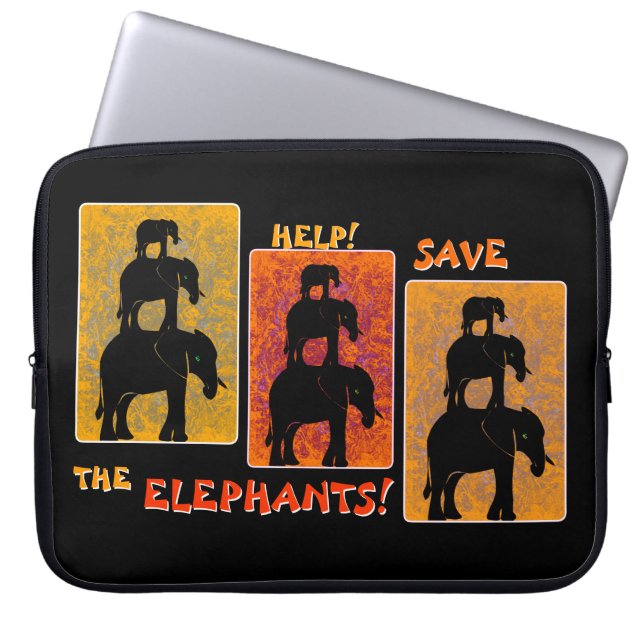 Stack O'Elephants (Personalized Clip On) Laptop Sleeve (Front)