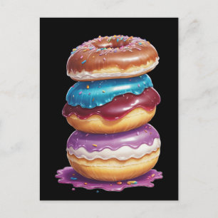 Stack of big donuts postcard