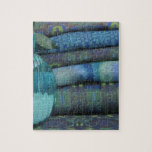 Stack of Blue Green Fabric Puzzle