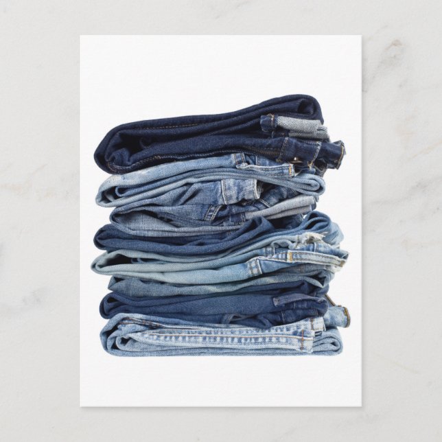 Stack of blue jeans postcard (Front)