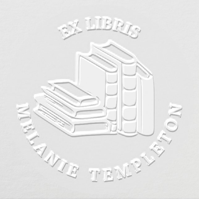 Stack of Books #1 Round Ex Libris Name Round Embosser (Design)
