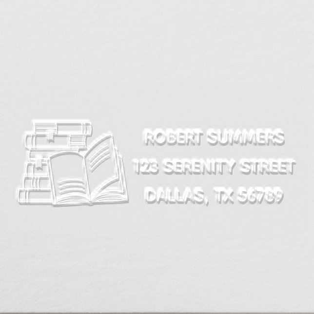 Stack of Books and Open Book Address 3 Embosser (Design)