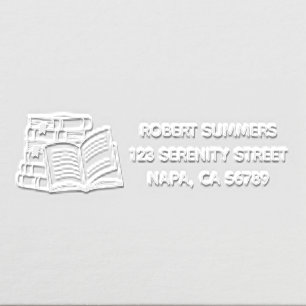 Stack of Books and Open Book Address 3 Embosser