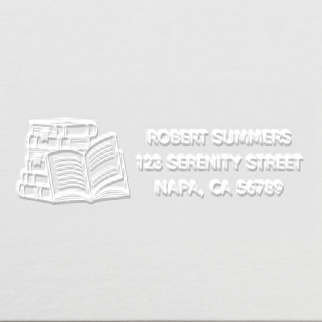 Stack of Books and Open Book Address 3 Embosser (Design)