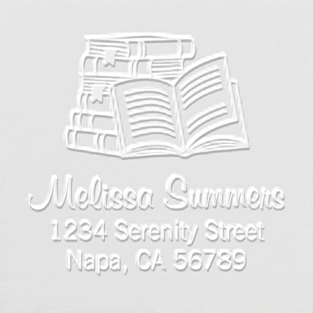 Stack of Books and Open Book Address Embosser (Design)