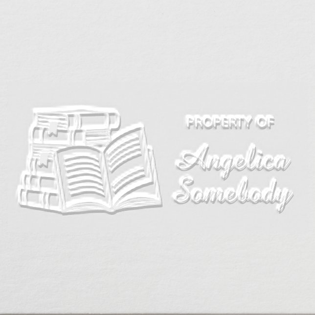 Stack of Books and Open Book Bookplate 2 Embosser (Design)