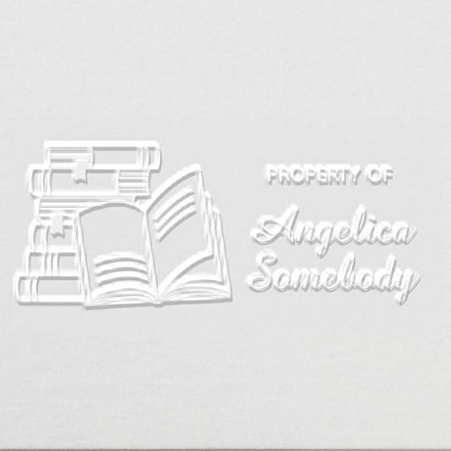Stack of Books and Open Book Bookplate 2 Embosser (Design)
