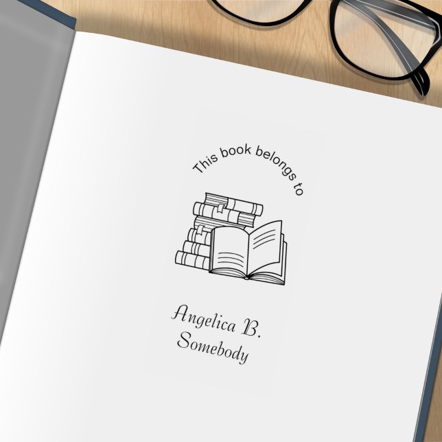 Stack of Books and Open Book - Bookplate Rubber Stamp (Creator Uploaded)