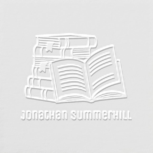 Stack of Books and Open Book Custom Name Embosser (Design)