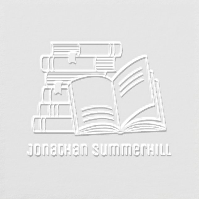 Stack of Books and Open Book Custom Name Embosser (Design)