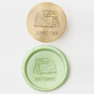Stack of Books and Open Book Custom Name Wax Seal Stamp