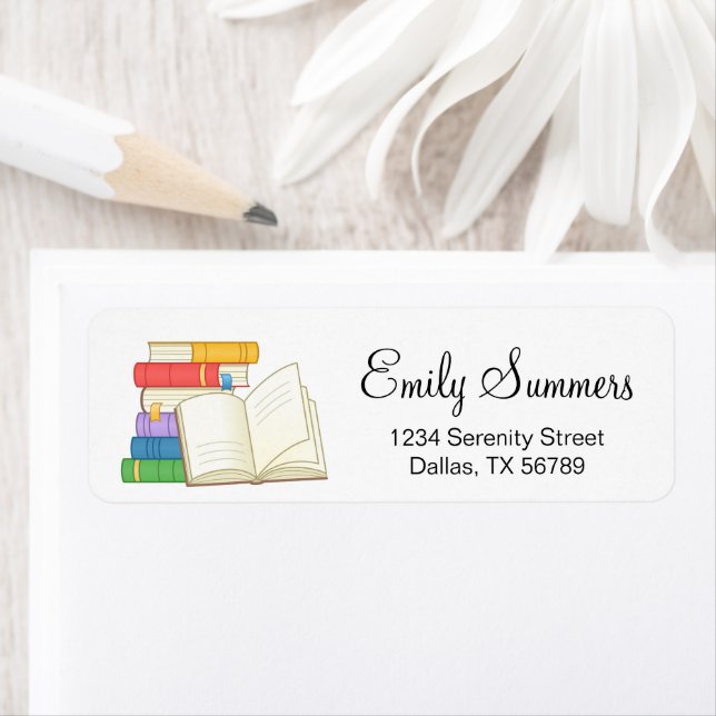 Stack of Books and Open Book Label (Insitu)