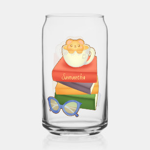 Stack Of Books And Tea Cup Bear  Can Glass