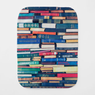Stack of books baby burp cloth