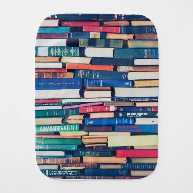 Stack of books baby burp cloth (Front)