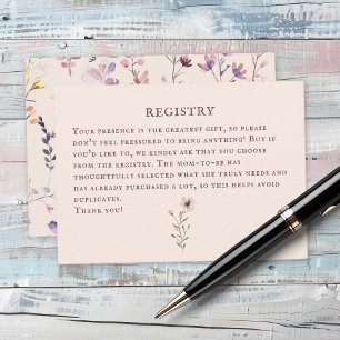 Stack of books baby shower watercolor, wildflower enclosure card