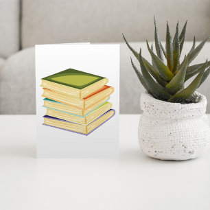 Stack of Books Book Lover Art and Reading Card
