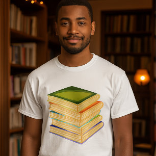 Stack of Books Book Lover Art and Reading T-Shirt