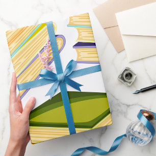 Stack of Books Book Lover Art and Reading Wrapping Paper
